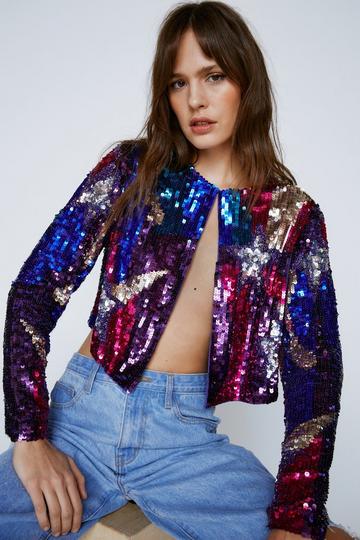 Sequin Star And Heart Jacket blue