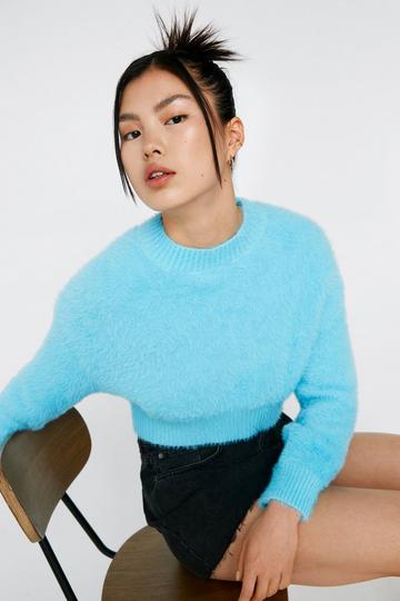 Cosy Crew Neck Cropped Jumper blue