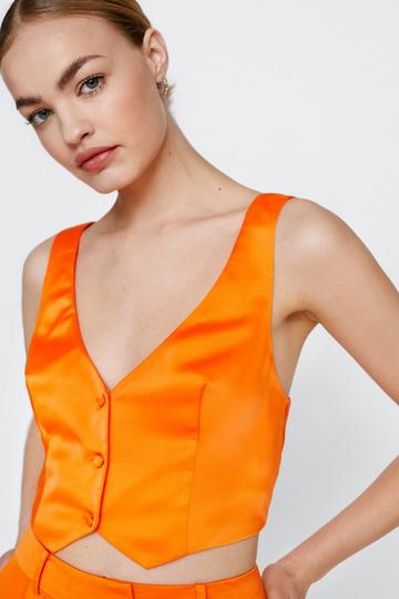 Premium Satin Wrap Back Waistcoat orange