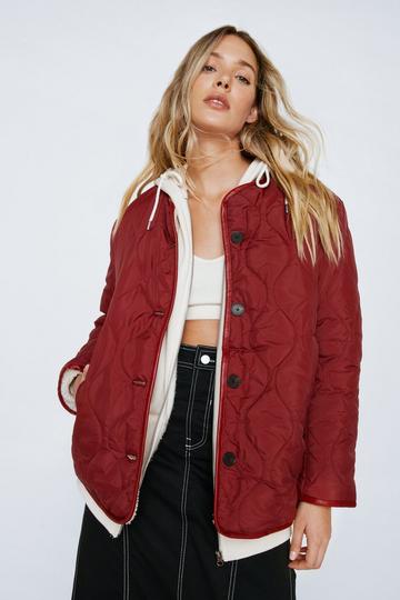 Reversible Teddy Lined Quilted Jacket oxblood