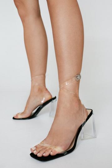 Faux Suede Ankle Strap Heels black