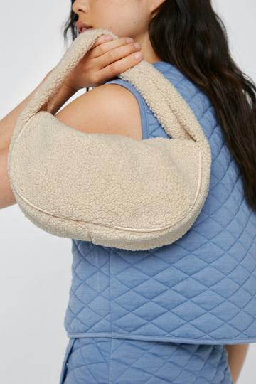 White Faux Shearling Grab Bag