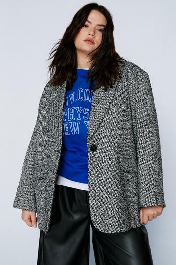 Plus Size Oversized Wool Look Marl Coat mono