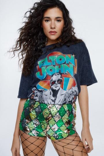 Premium Check Sequin Knicker Short metallic green