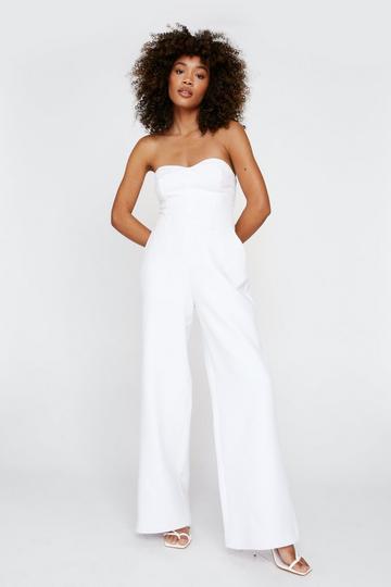 Premium Sweetheart Bustier Tailored Jumpsuit white