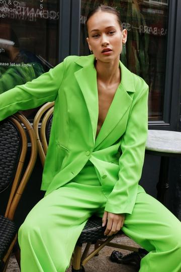 Satin Tailored Single Breasted Blazer green