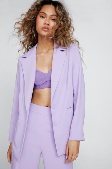 Lilac Purple Satin Tailored Single Breasted Blazer