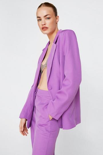 Petite Purple Long Sleeve Relaxed Fit Blazer