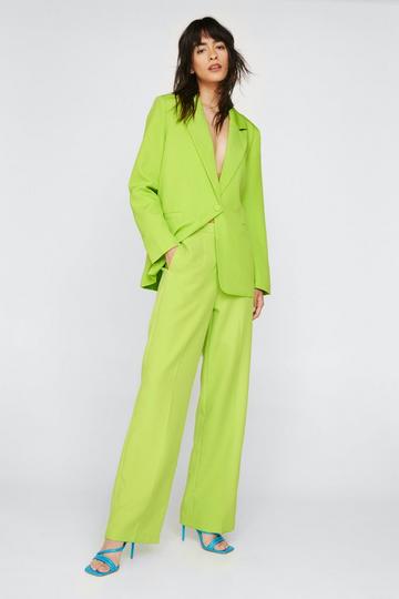 Premium Wide Leg Tailored Trousers chartreuse