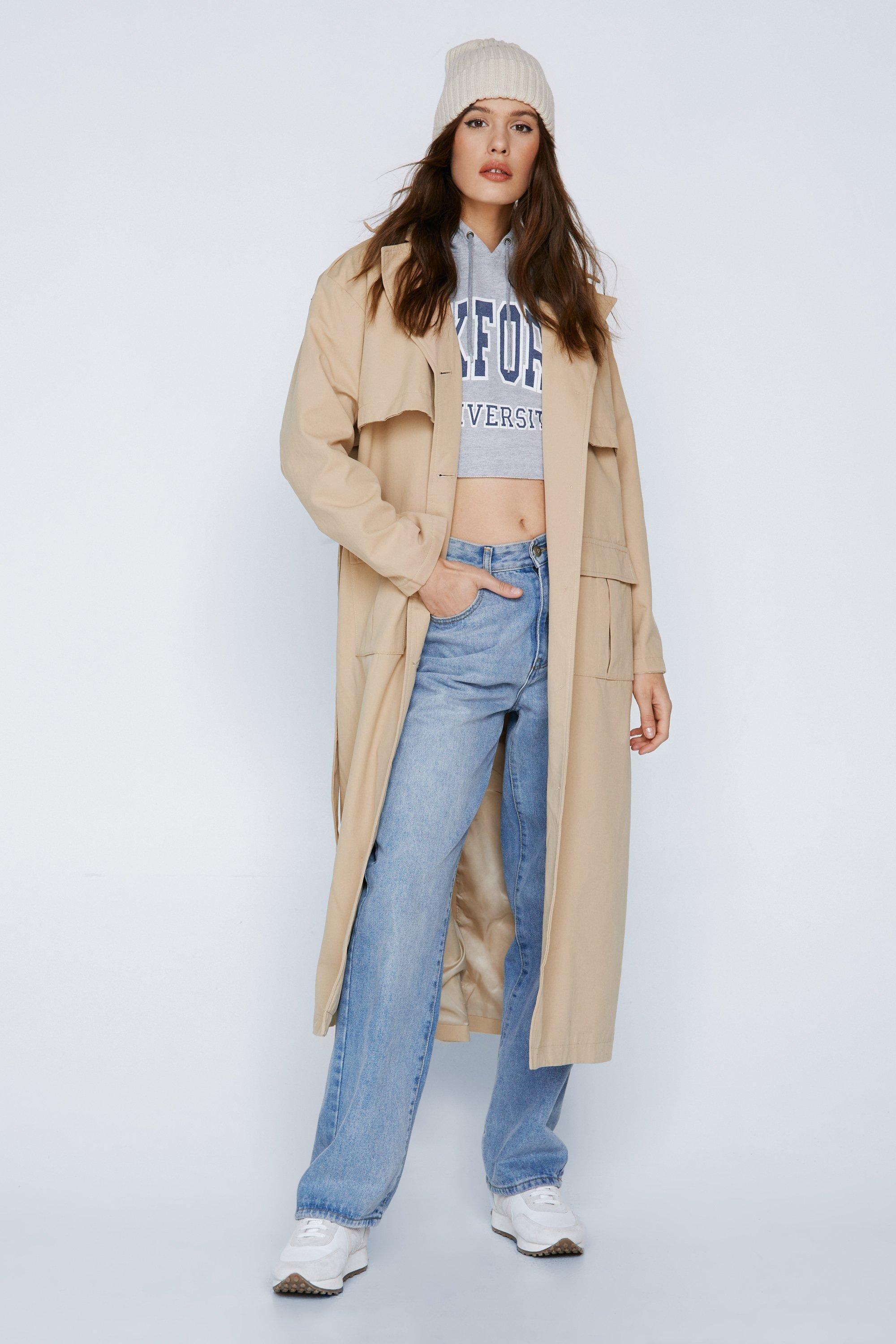 Hooded trench coat top womens uk