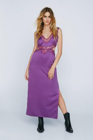 Purple Lace Cut Out Maxi Dress