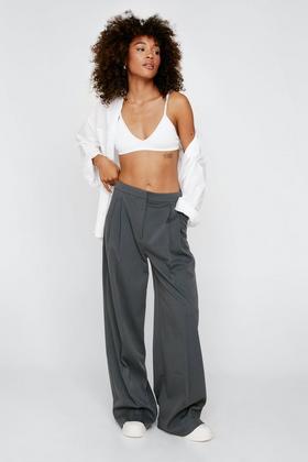 Women's High Waisted Crepe Wide Leg Trousers