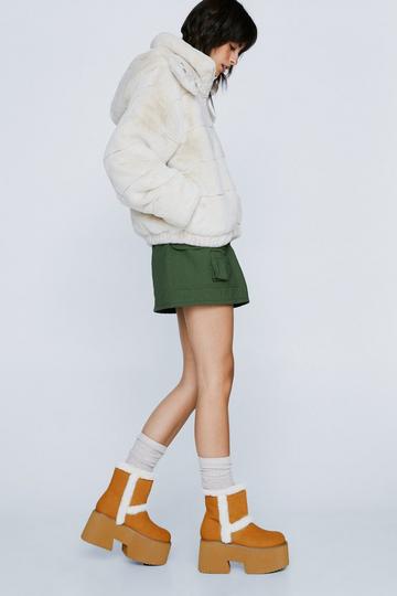 Flatform Faux Sheep Skin Boot chestnut