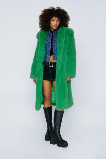Green Premium Faux Fur Oversized Coat