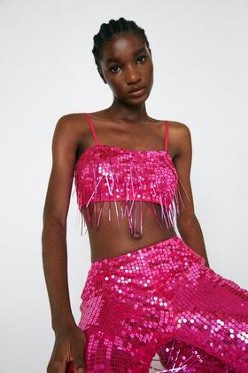 Fearless Pink Sequin Fringe Top