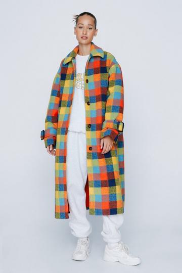 Petite Multi Check Wool Oversized Coat multi
