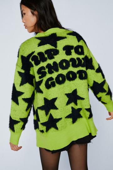 Christmas Oversized Star Cardigan lime