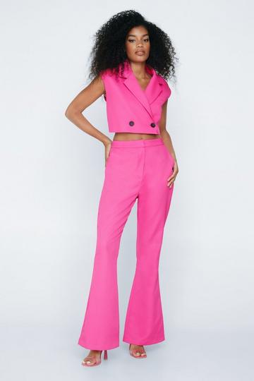 Tailored High Waist Flare Pants hot pink