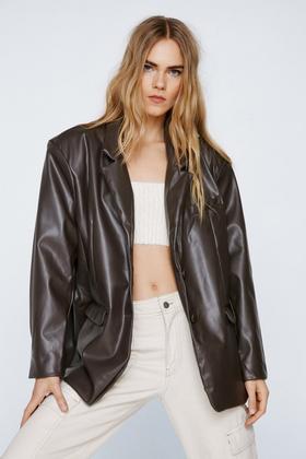 Bershka washed out faux leather corset crop top in black