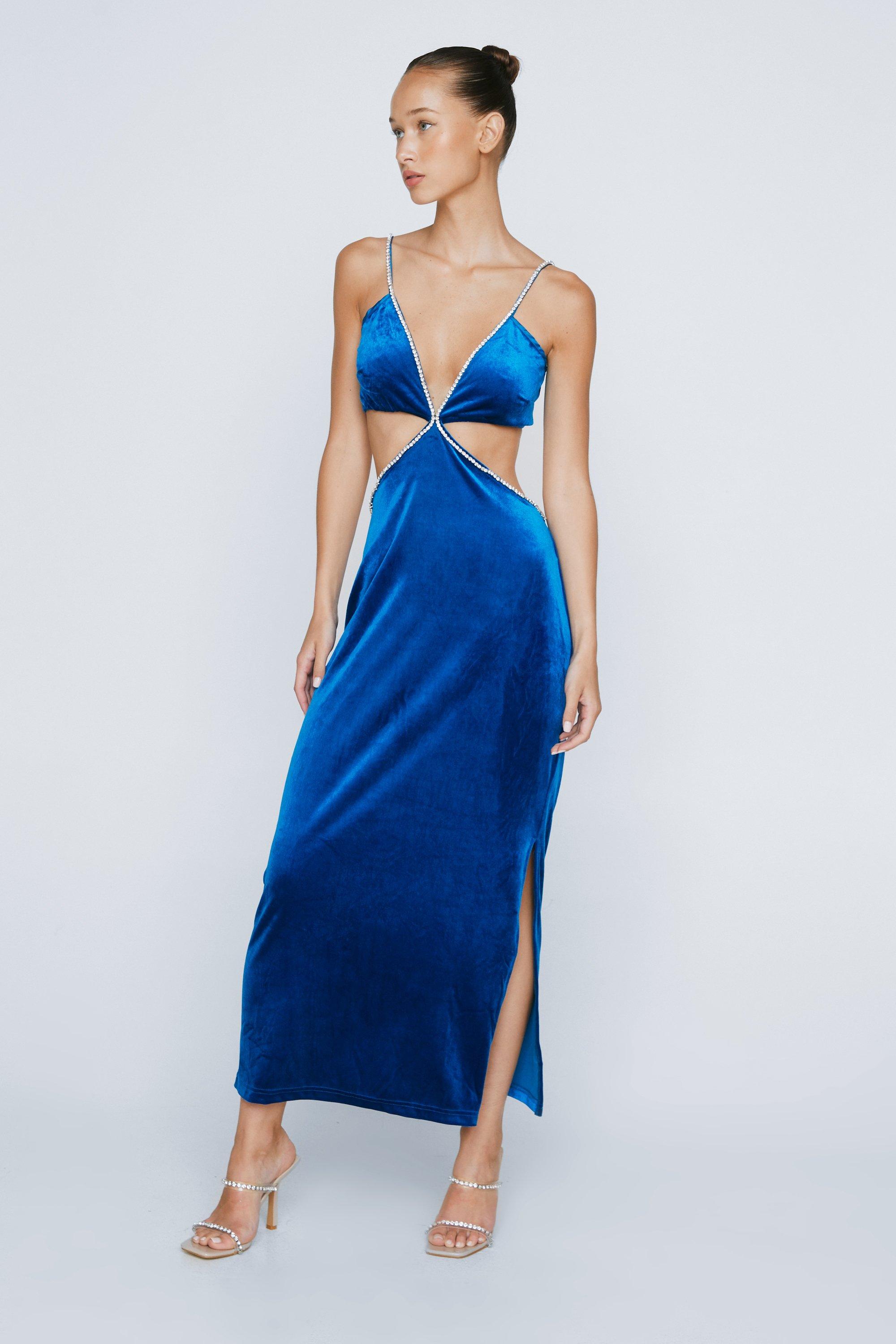 Baby blue velvet on sale dress