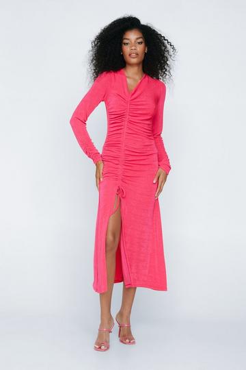 Ruched Front Going Out Maxi Dress pink