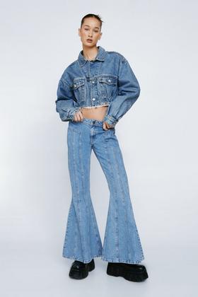 Basic Stretch Rip Knee Flare Jeans