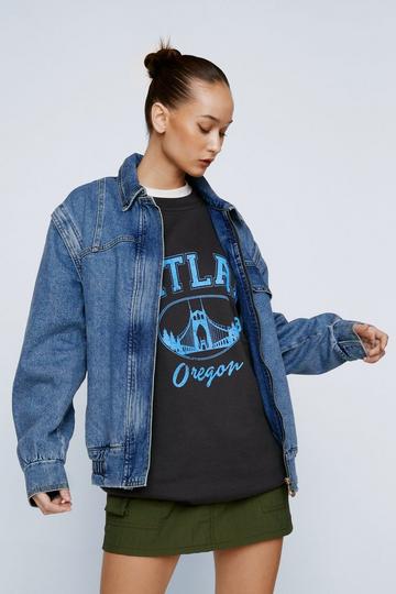 Blue Petite 2 In 1 Detach Sleeve Denim Jacket