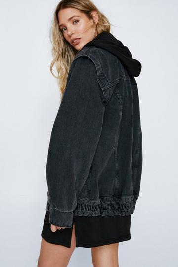2 In 1 Detachable Sleeve Denim Hybrid Jacket washed black