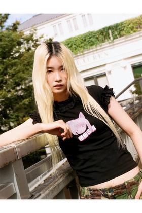 Slogan T Shirt No Bra Club Harajuku Tight Crop Top Black And White