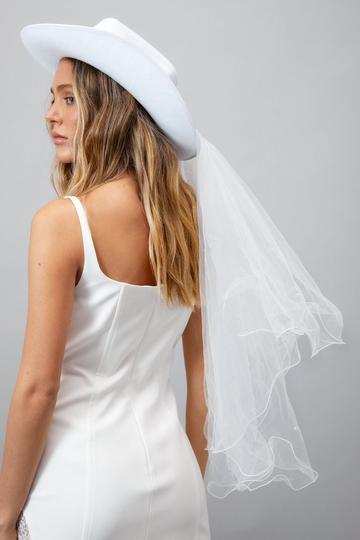 Veil Trim Cowboy Hat white