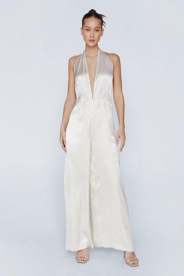 Halter Neck Jersey Wide Leg Jumpsuit