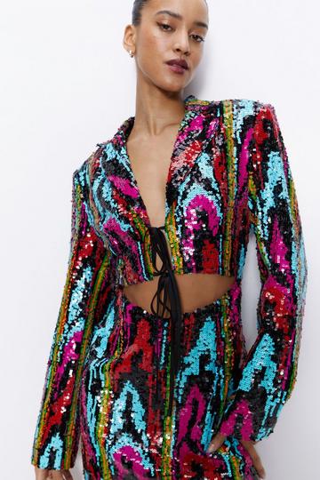 Premium Multi Sequin Cut Out Detail Dress multi