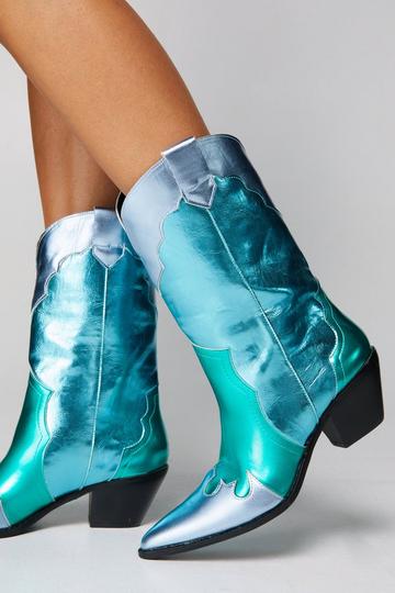 Multi Metallic Cowboy Boot blue
