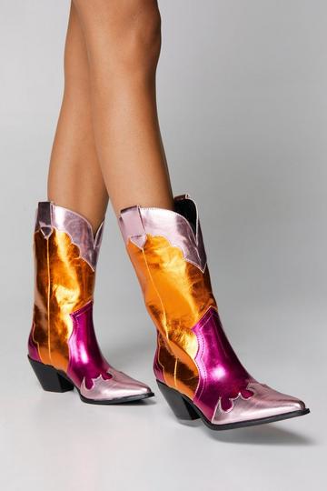 Multi Metallic Cowboy Boot pink