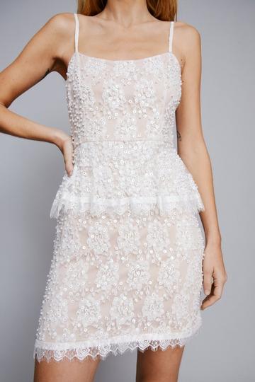 Lace Embellished Mini Dress white