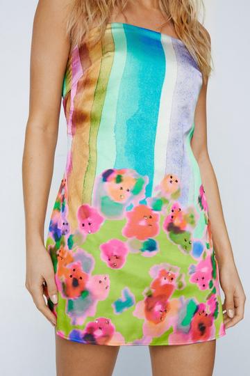Floral Tie Dye Embellished Bandeau Mini Dress multi