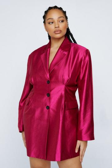 Plus Size Premium Tailored Blazer Dress pink