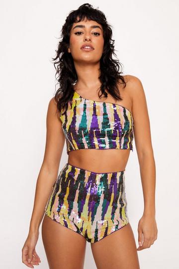 Stripe Sequin Hotpants purple
