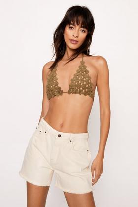 Double Slinky Ruched Strappy Cropped Bralette