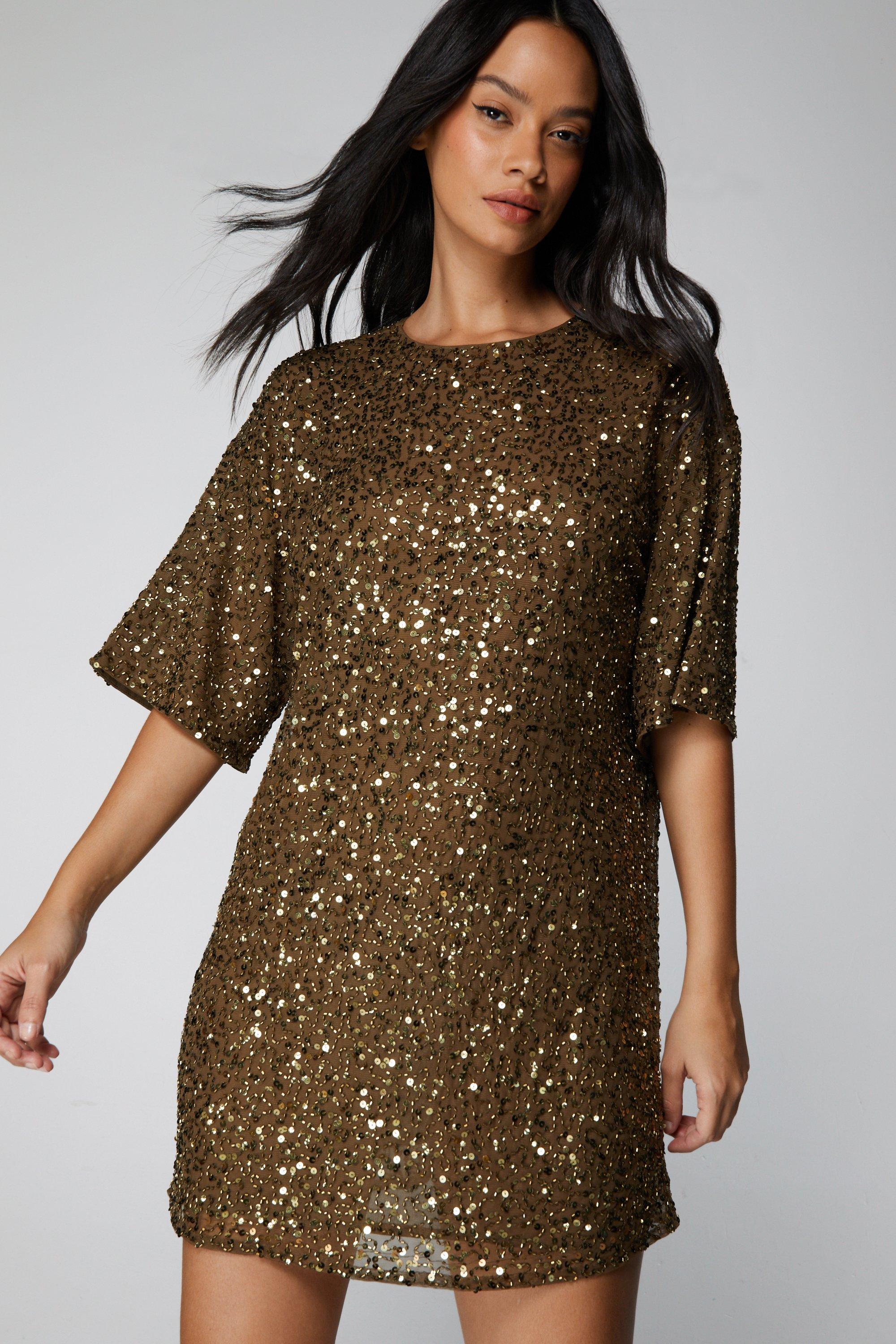 Matte gold sequin outlet dress