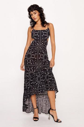 Black Heart Bandana Print Strappy Maxi Dress