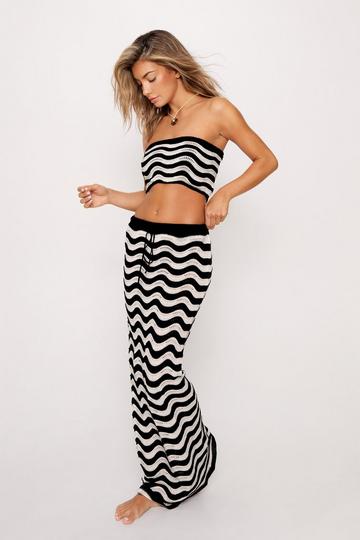Wave Crochet Bandeau And Maxi Skirt Beach Set mono