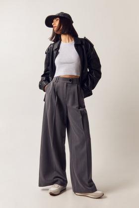 ASOS DESIGN cigarette pants with large dog tooth in gray