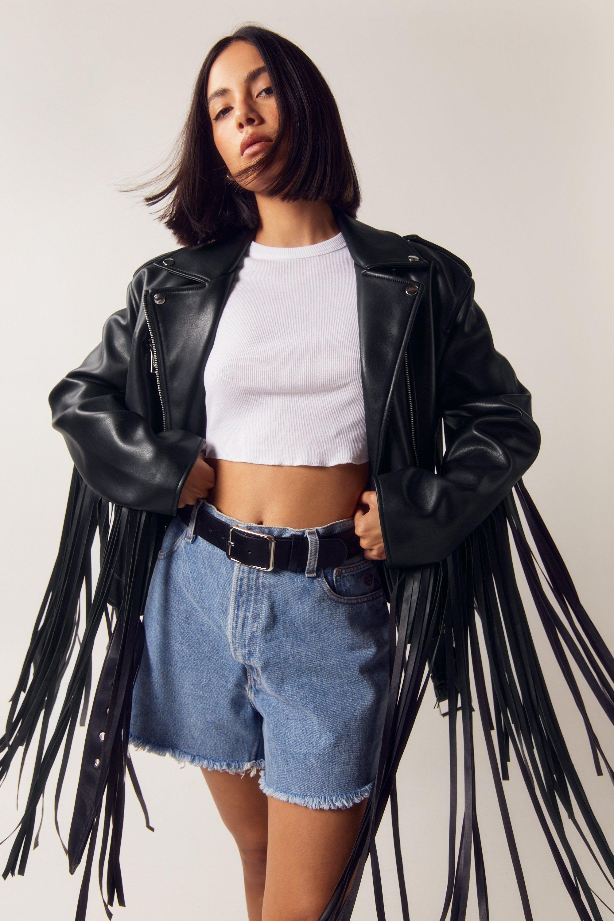 Real Leather Collarless '90s Biker Jacket | Nasty Gal