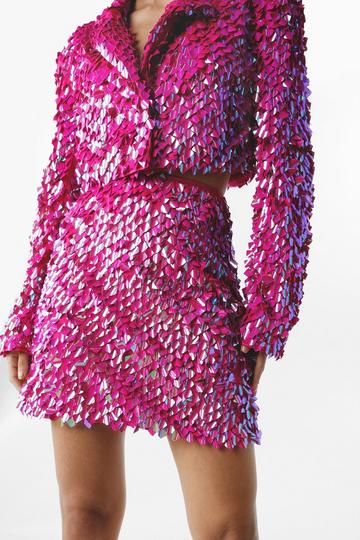 Pink Premium Disc Sequin Mini Skirt