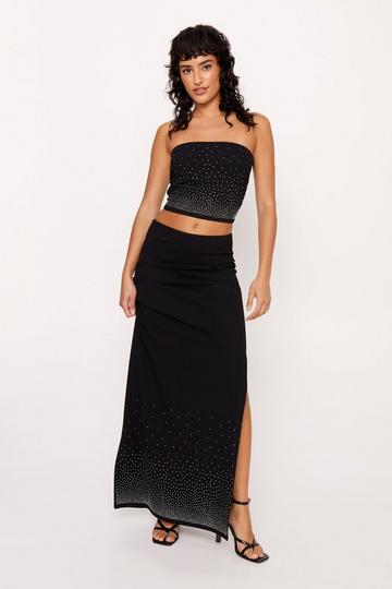 Black Diamante Detail Maxi Skirt