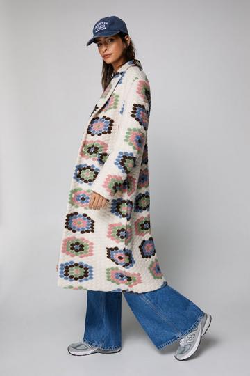 Wool Blend Crochet Trim Coat multi