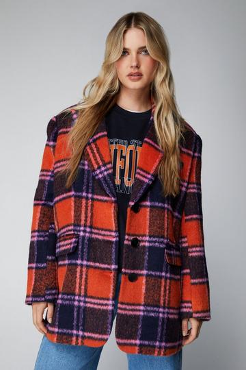 Premium Wool Look Plaid Blazer Coat multi