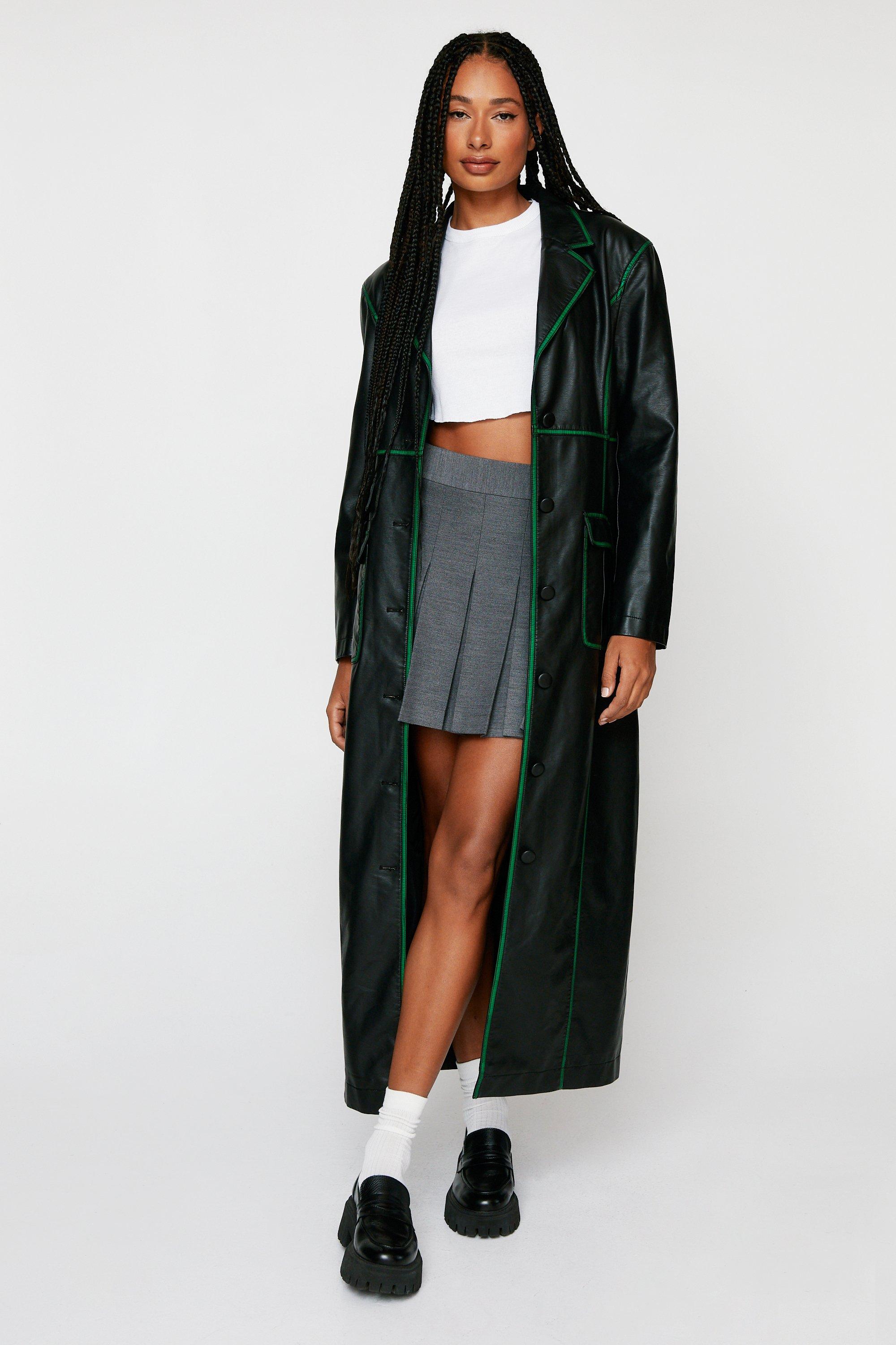 Black satin duster clearance coat