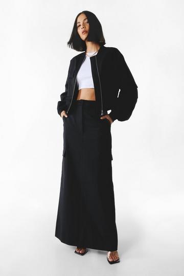 Tailored Cargo Maxi Skirt black